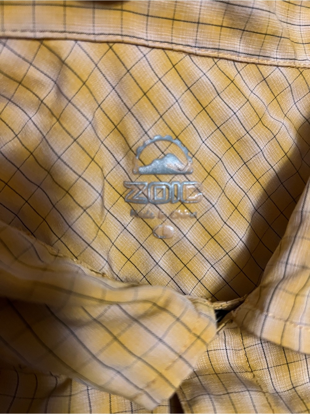 Men's LG ZOIC Short-Sleeve Plaid Button-Down Mountain Biking Shirt in Mustard - Picture 8 of 9
